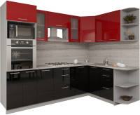 Готовая кухня Интерлиния Мила Gloss 1.68x2.6 правая (красный/черный) - 