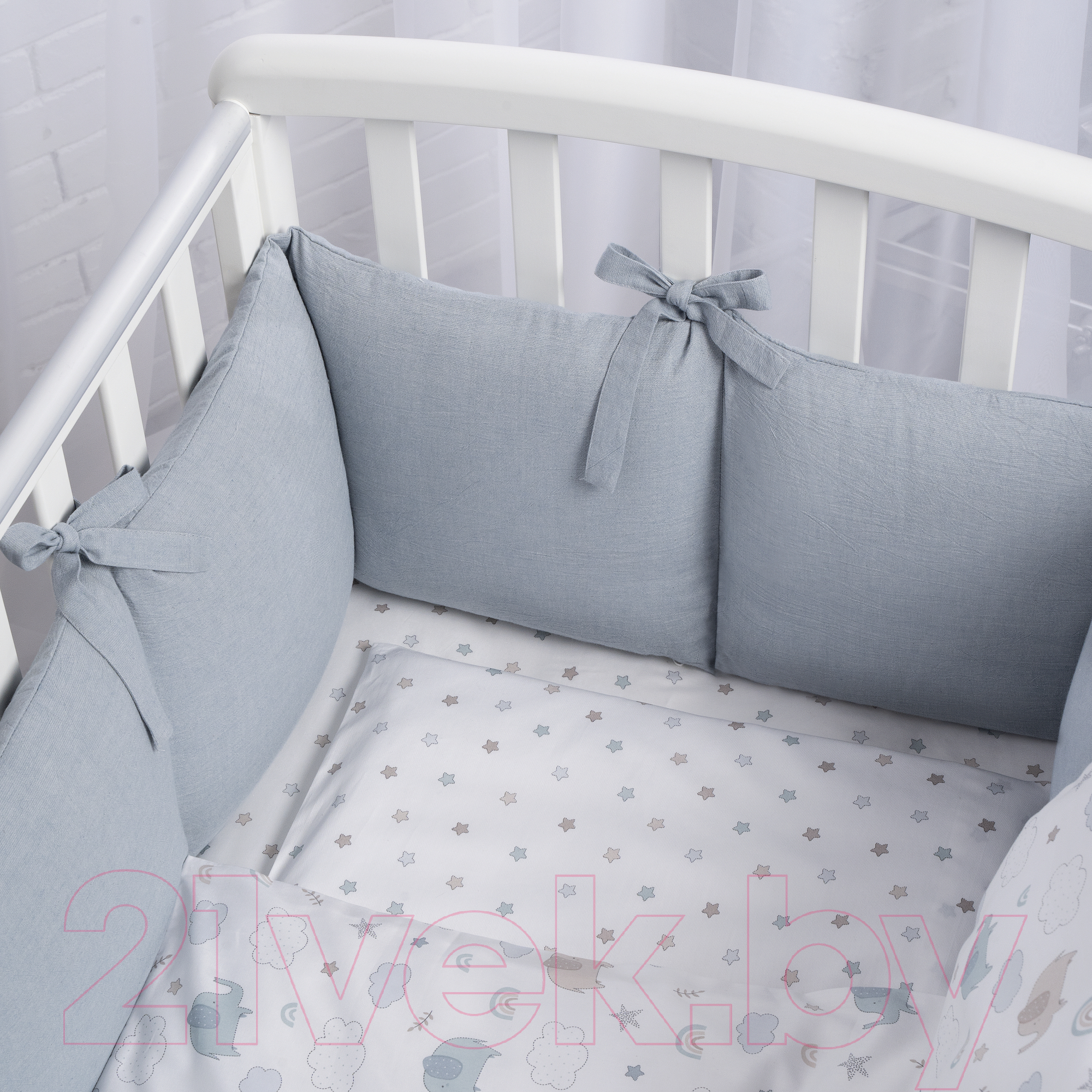 Комплект постельный для новорожденных Perina Fancy Слоники / F3-01.10 (3 предмета, голубой)