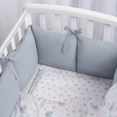 Комплект постельный для малышей Perina Fancy Слоники / F3-01.10 (3 предмета, голубой)