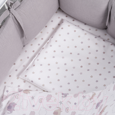 Комплект постельный для малышей Perina Fancy Слоники / F3-01.14 (3 предмета, лиловый)