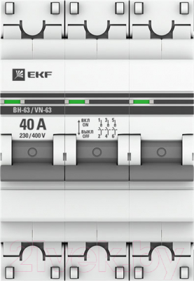 Выключатель нагрузки EKF PROxima ВН-63 3р 40А / SL63-3-40-pro