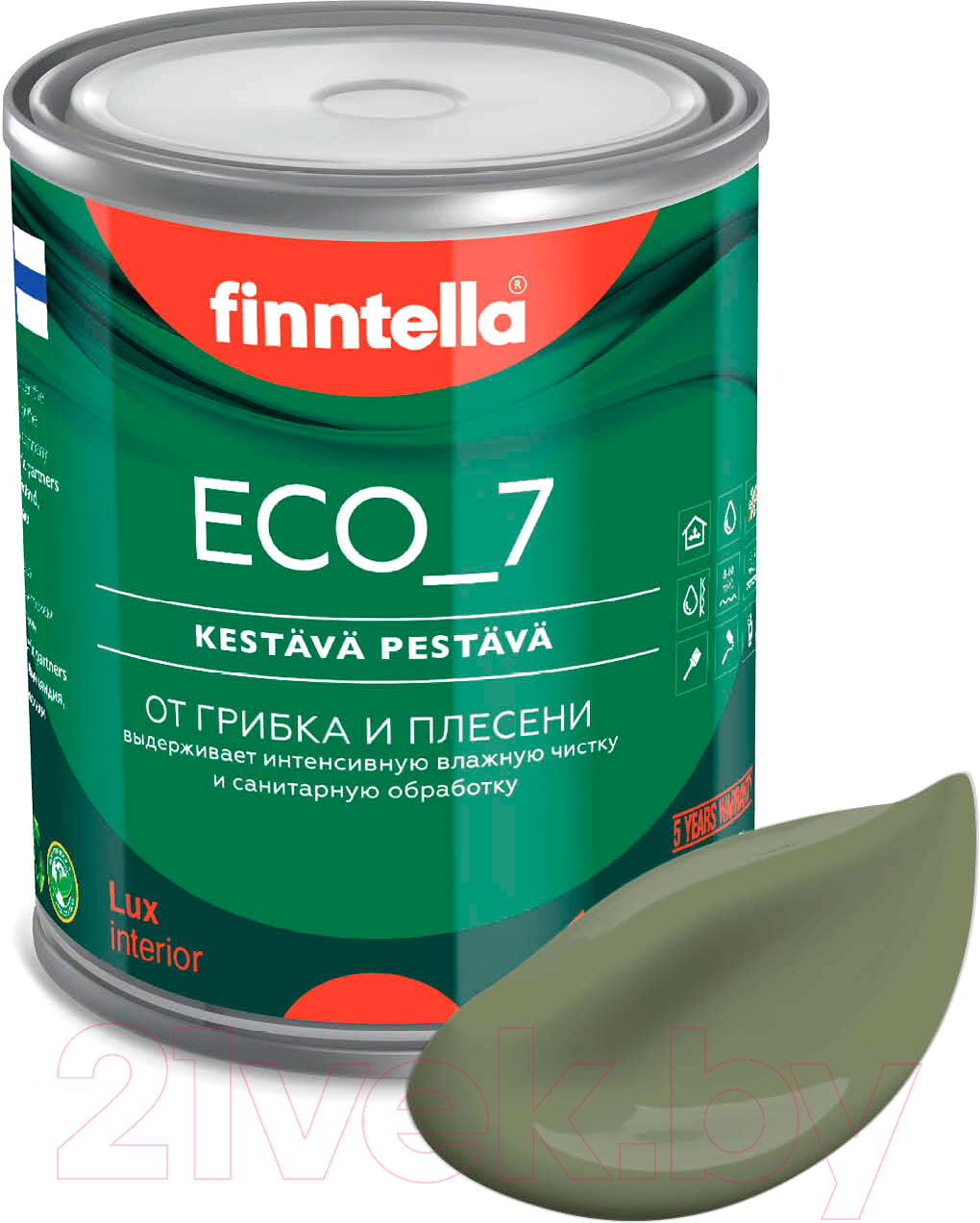 Краска Finntella Eco 7 Oliivi / F-09-2-1-FL021 (900мл, темно-зеленый)