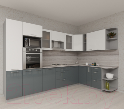 Купить Кухонный гарнитур Интерлиния Мила Gloss 1.88x3.2 правая в Жодино