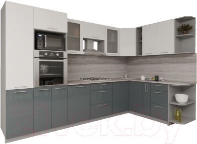 Кухонный гарнитур Интерлиния Мила Gloss 1.88x3.2 правая