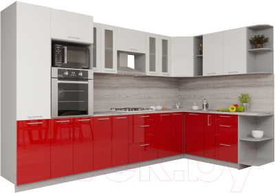 Кухонный гарнитур Интерлиния Мила Gloss 1.88x3.4 правая