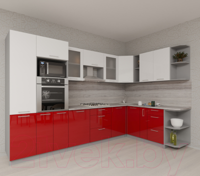 Купить Кухонный гарнитур Интерлиния Мила Gloss 1.88x3.2 правая в Жодино