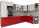 Готовая кухня Интерлиния Мила Gloss 1.88x3.2 правая (белый/красный) - 