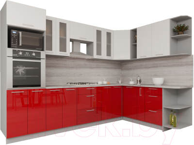 Кухонный гарнитур Интерлиния Мила Gloss 1.88x3.0 правая