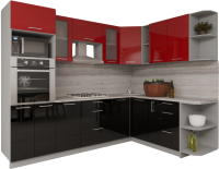 Готовая кухня Интерлиния Мила Gloss 1.88x2.8 правая (красный/черный) - 