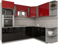 Кухонный гарнитур Интерлиния Мила Gloss 1.88x2.4 правая (красный/черный) - 