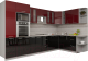 Готовая кухня Интерлиния Мила Gloss 1.88x3.4 правая (бордовый/черный) - 