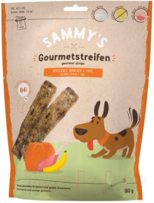 Лакомство для собак Bosch Petfood Sammy's Gourmet стрипсы с уткой и курицей тыква/64420180 (180г)