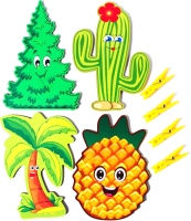 Развивающая игра Сибирские игрушки Елка, кактус, ананас, пальма / 114203 - 