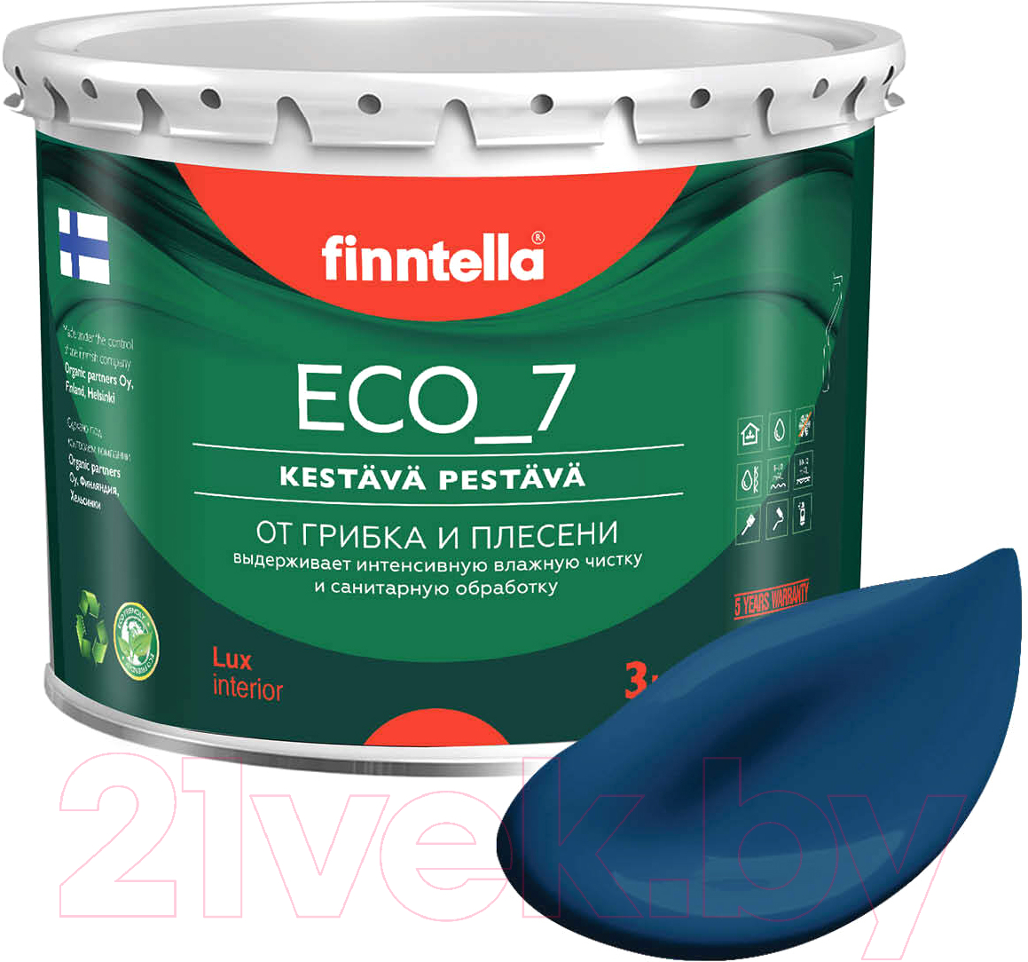 Краска Finntella Eco 7 Sininen Kuu / F-09-2-3-FL003 (2.7л, лазурно-синий)