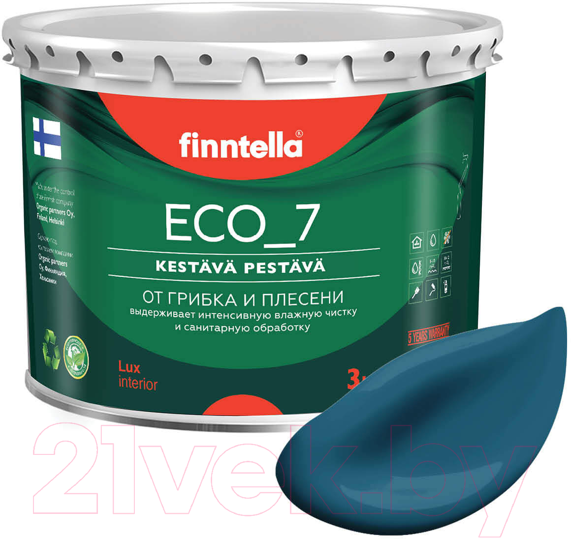 Краска Finntella Eco 7 Myrsky / F-09-2-3-FL011 (2.7л, бирюзовый)