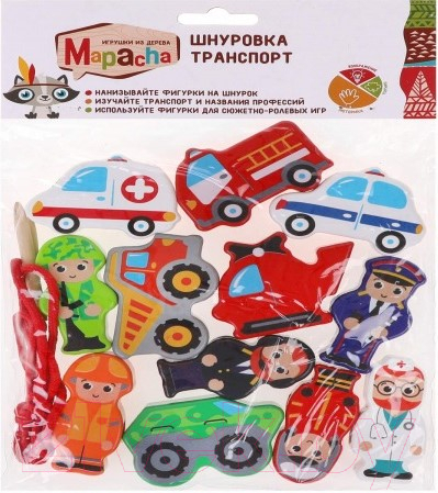 Развивающая игрушка Mapacha Шнуровка-фигурки Транспорт / 76858 — фото 2