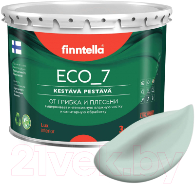 Краска Finntella Eco 7 Paistaa / F-09-2-3-FL038 (2.7л, бледно-бирюзовый)