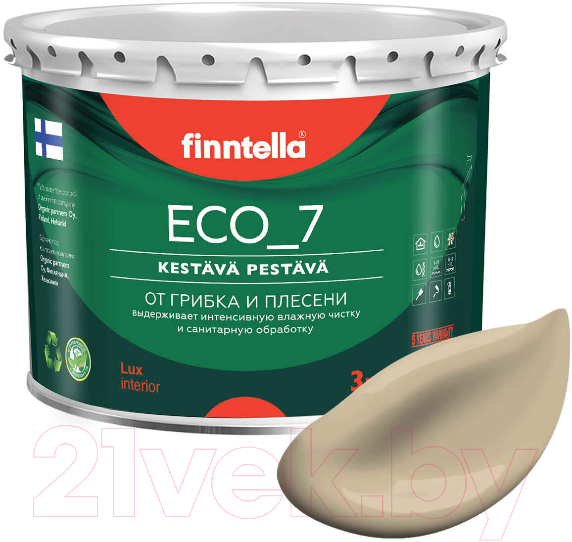 Краска Finntella Eco 7 Karamelli / F-09-2-3-FL068 (2.7л, песочный)