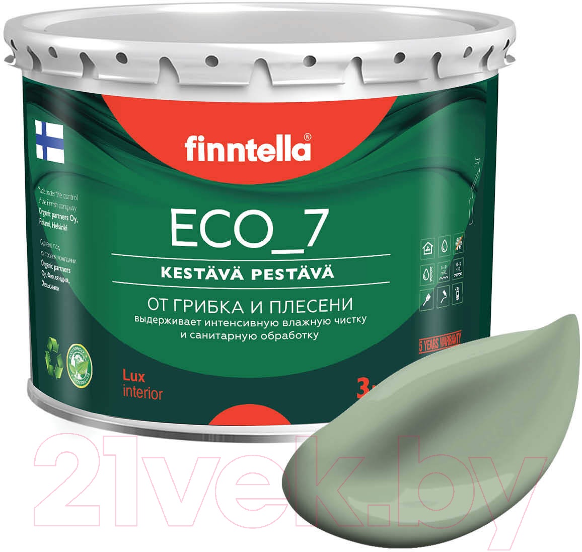 Краска Finntella Eco 7 Pastellivihrea / F-09-2-3-FL042