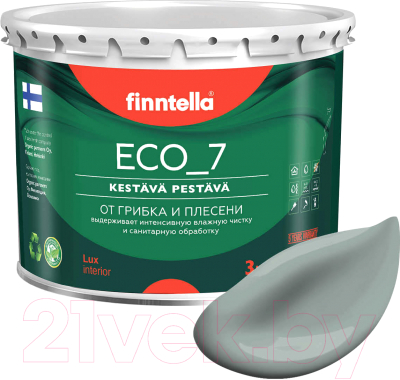 Краска Finntella Eco 7 Sammal / F-09-2-3-FL052 (2.7л, серо-зеленый)