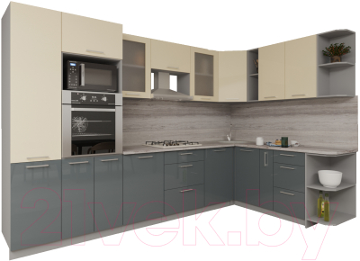 Кухонный гарнитур Интерлиния Мила Gloss 1.88x3.2 правая