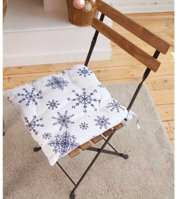 Подушка на стул Доляна Синие снежинки 5135291