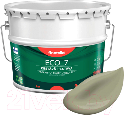 Краска Finntella Eco 7 Khaki / F-09-2-9-FL022 (9л, серо-зеленый)