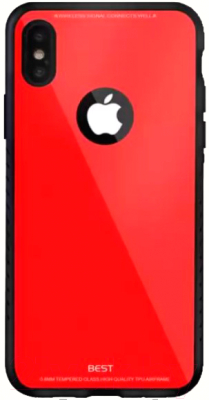 Чехол-накладка Case Glassy для iPhone X (красный, фирменная упаковка)