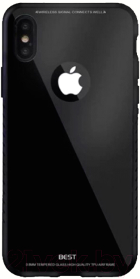 Чехол-накладка Case Glassy для iPhone X (черный, фирменная упаковка)