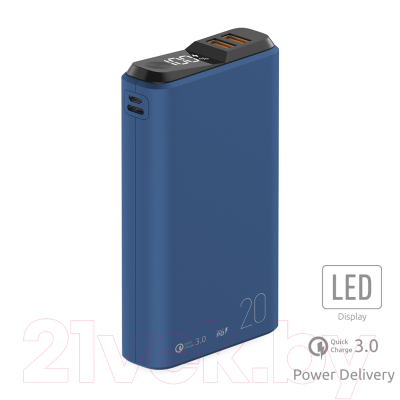 Портативное зарядное устройство Olmio QS-20 QuickCharge 20000mAh 22.5W (темно-синий)