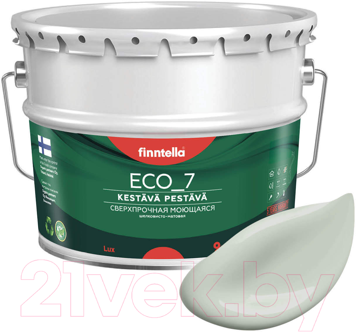 Краска Finntella Eco 7 Akaatti / F-09-2-9-FL057 (9л, светло серо-зеленый)