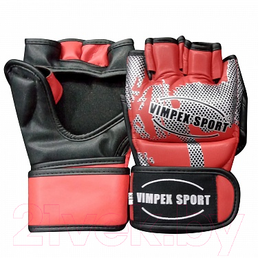 Перчатки для единоборств Vimpex Sport ММА 6060 (M, красный/серый)