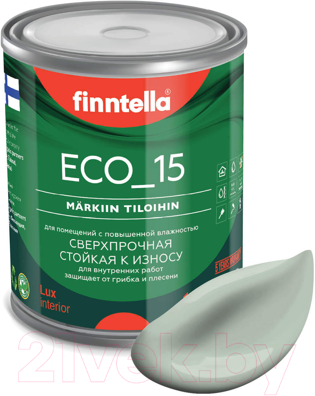 Краска Finntella Eco 15 Meditaatio / F-10-1-1-FL043 (900мл, серо-зеленый)