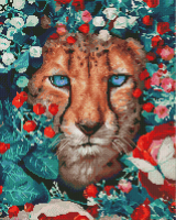 Набор алмазной вышивки PaintBoy Леопард среди цветов / GF5544 - 