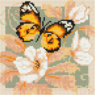 Набор алмазной вышивки PaintBoy Черно-оранжевая бабочка / BF812