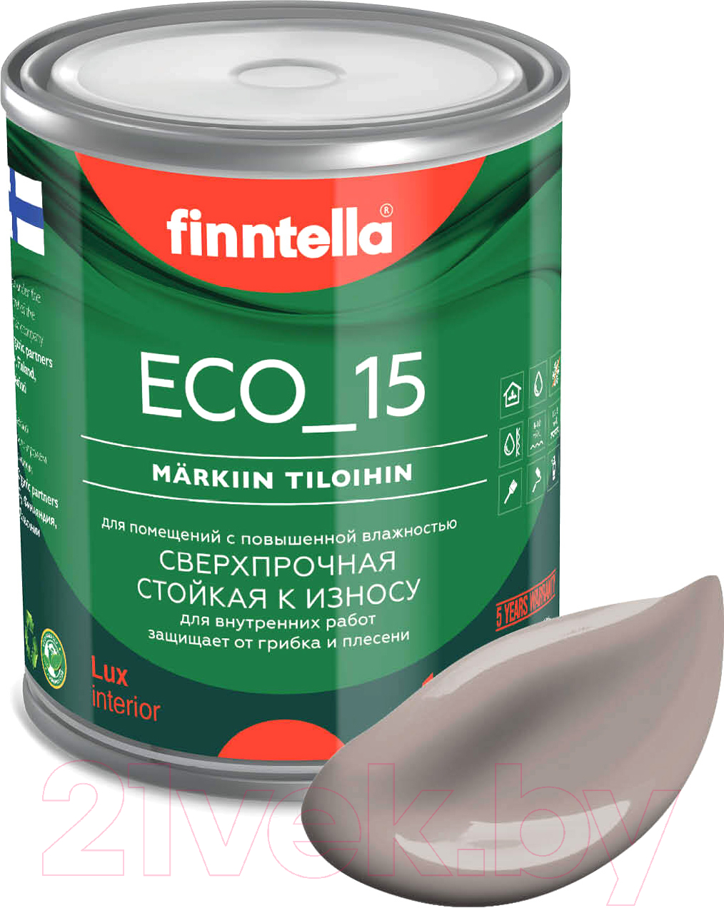 Краска Finntella Eco 15 Kaakao / F-10-1-1-FL075 (900мл, светло-коричневый)