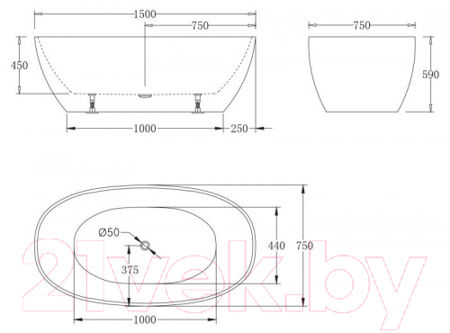 Ванна акриловая BelBagno BB81-1500-W0