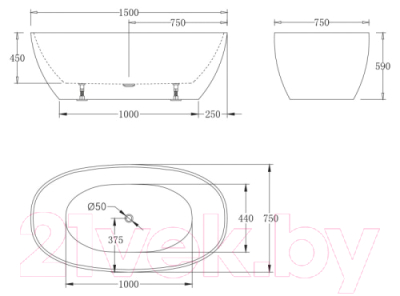 Ванна акриловая BelBagno BB81-1500-W0