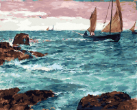 

Картина по номерам PaintBoy, Лодка с парусами на берегу / GX34496
