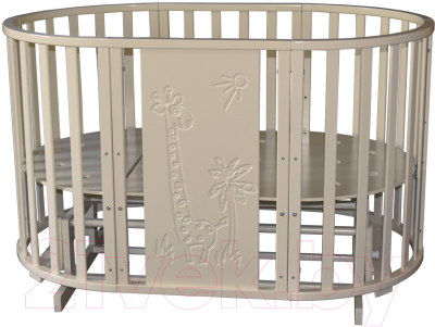 Детская кровать-трансформер Антел Северянка-3 Жираф круг (слоновая кость)