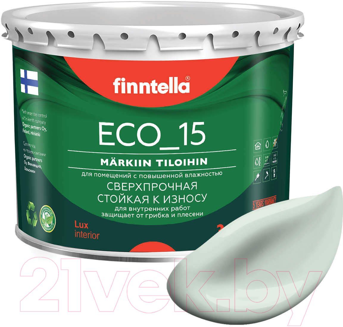 Краска Finntella Eco 15 Vetta / F-10-1-3-FL039 (2.7л, бледно-бирюзовый)