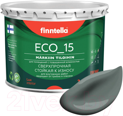 Краска Finntella Eco 15 Salvia / F-10-1-3-FL051 (2.7л, серо-зеленый)
