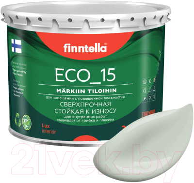 Краска Finntella Eco 15 Akaatti / F-10-1-3-FL057 (2.7л, светло серо-зеленый)