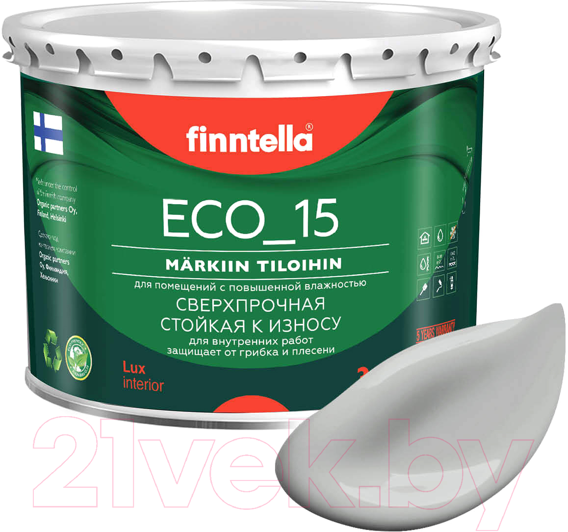 Краска Finntella Eco 15 Seitti / F-10-1-3-FL061 (2.7л, светло-серый)