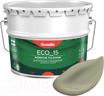 Краска Finntella Eco 15 Khaki / F-10-1-9-FL022 (9л, серо-зеленый)