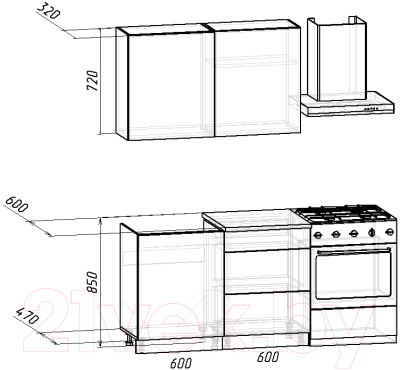 Готовая кухня Интермебель Микс Топ-1 1.2м (дуб каньон/вудлайн кремовый/венато)