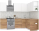 Готовая кухня Интермебель Микс Топ-15 2x1.6м правая (белый премиум/дуб крафт золотой/венато) - 
