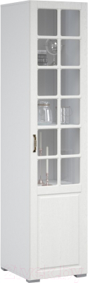 Шкаф-пенал с витриной Империал Лацио 1д левый (белый/белое дерево)