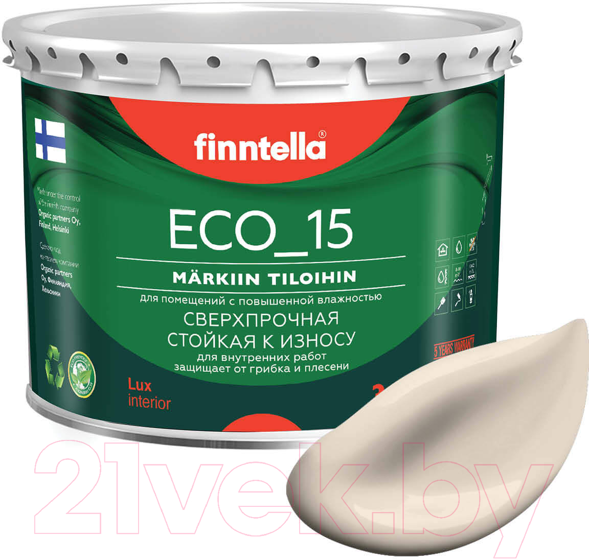 Краска Finntella Eco 15 Silkki / F-10-1-3-FL101 (2.7л, бежевый)