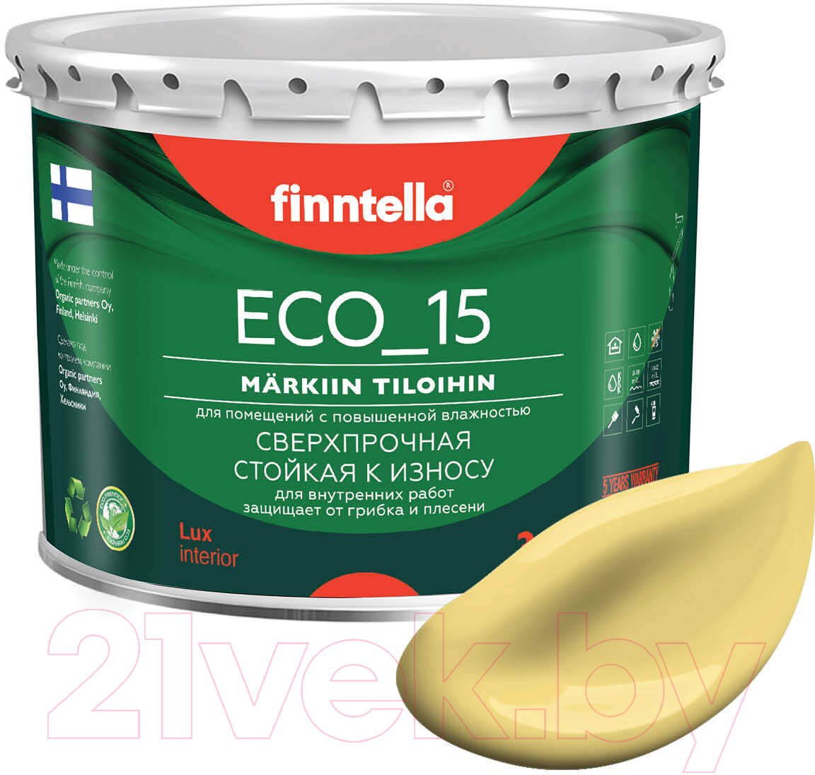 Краска Finntella Eco 15 Maissi / F-10-1-3-FL114 (2.7л, светло-желтый)